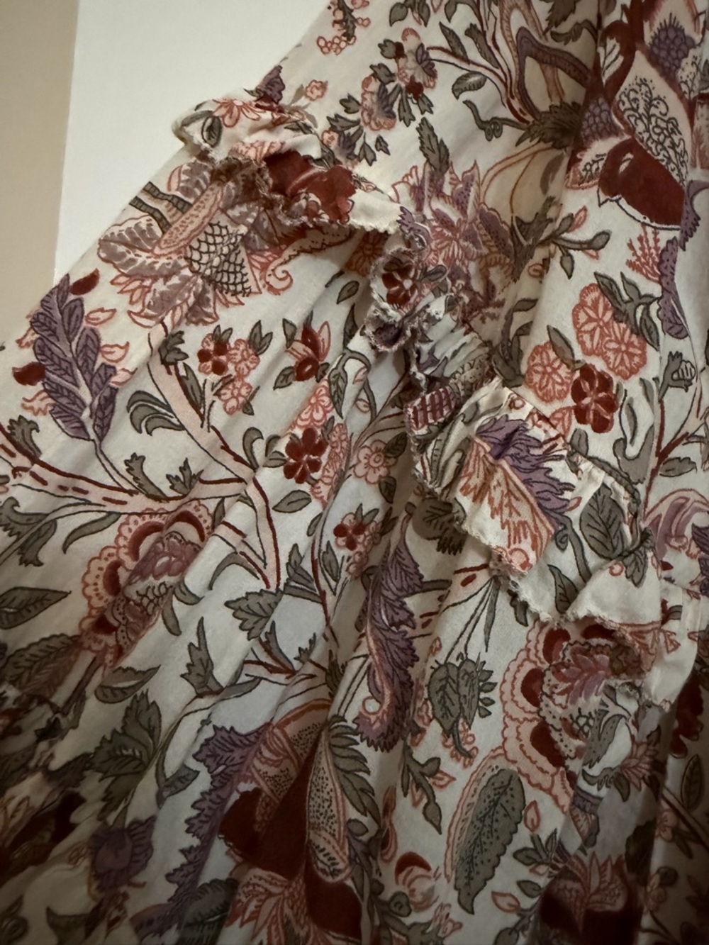 Love The Label Floral Peasant Top Rose, Green & Cream Balloon Sleeves Sz Large - Picture 12 of 17